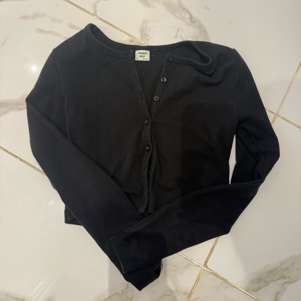 Aritzia Black Button-Up Sweater